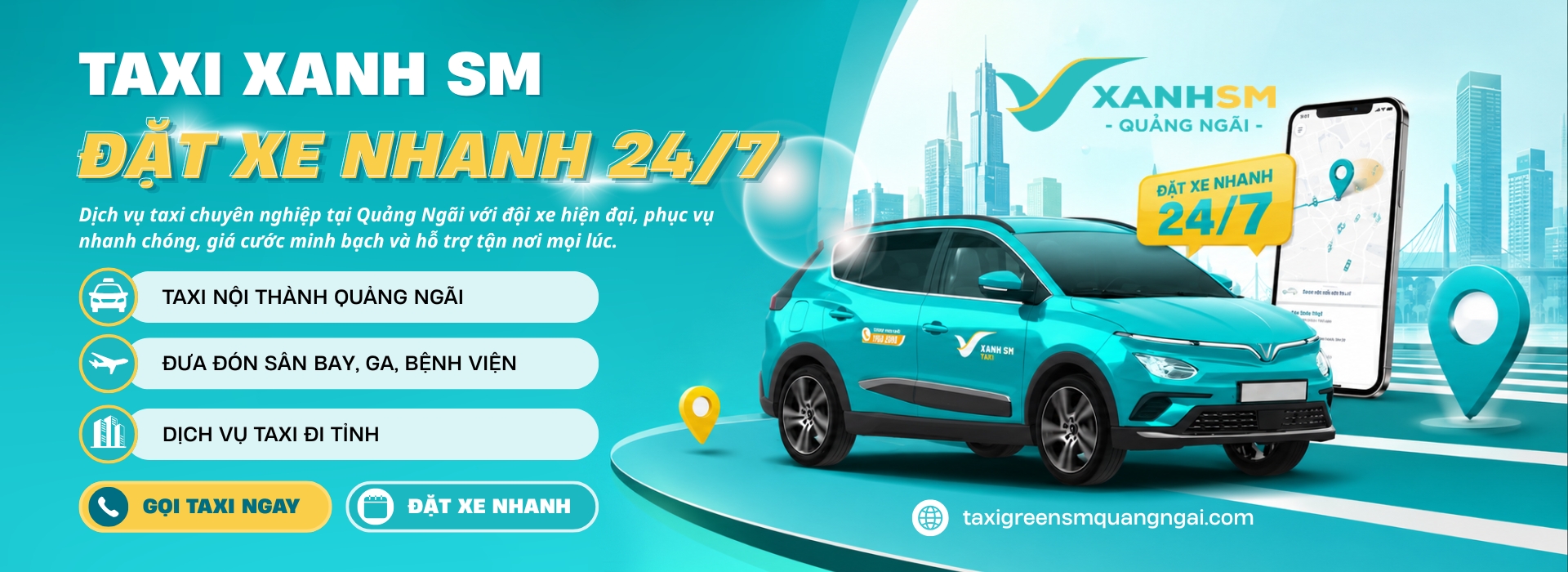 Taxi Xanh Quảng Ngãi Đặt xe taxi xanh Quảng Ngãi