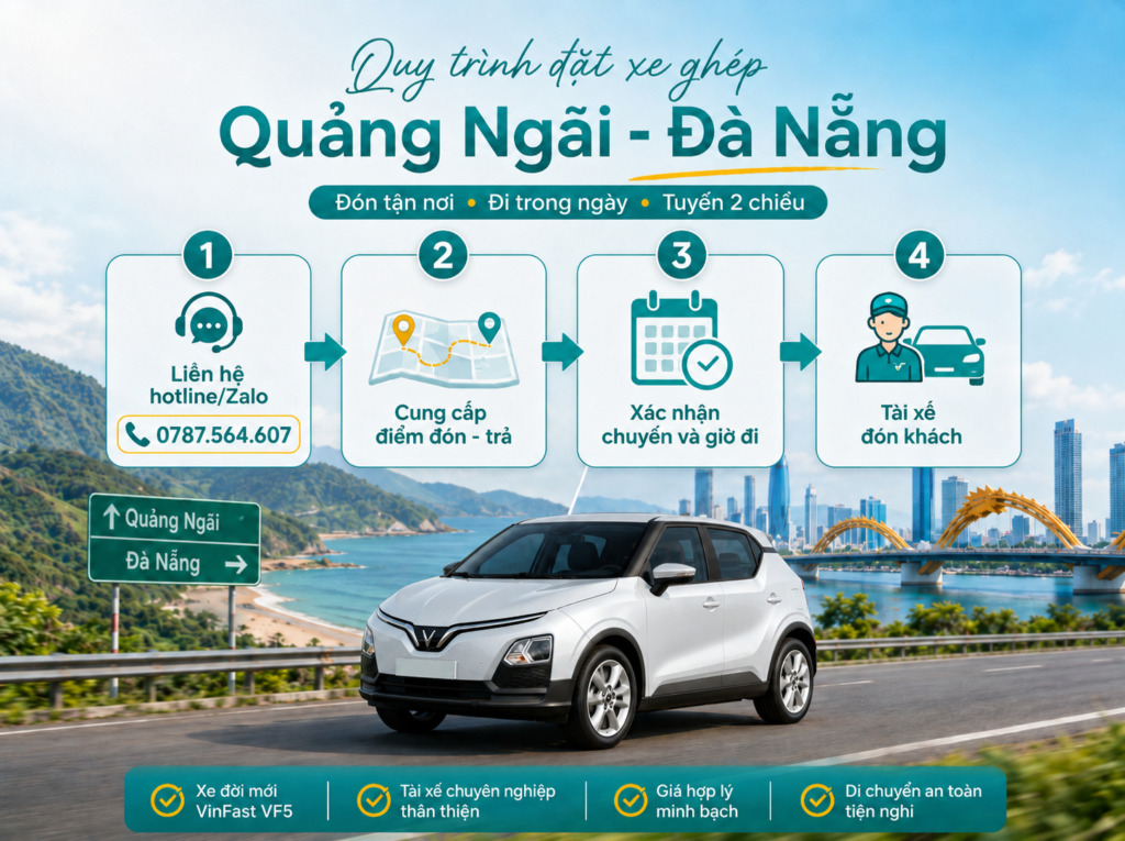 đặt xe ghép Quảng Ngãi Đà Nẵng